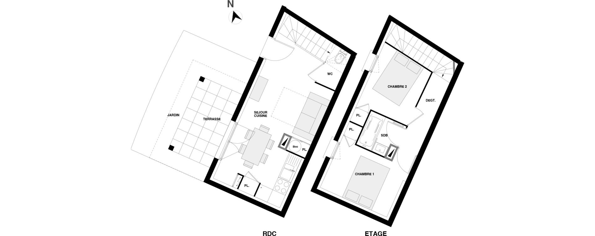 Duplex T3 de 43,43 m2 &agrave; Urrugne Centre