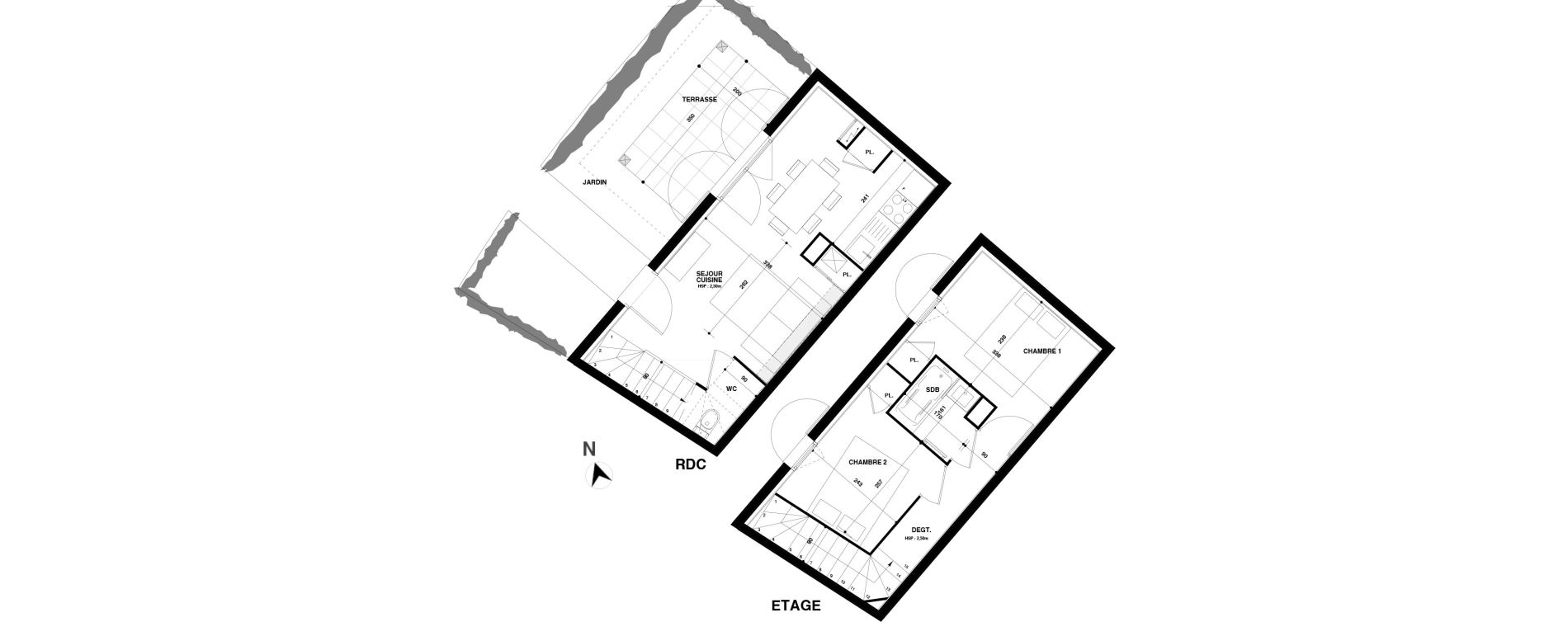 Duplex T3 de 45,02 m2 &agrave; Urrugne Centre