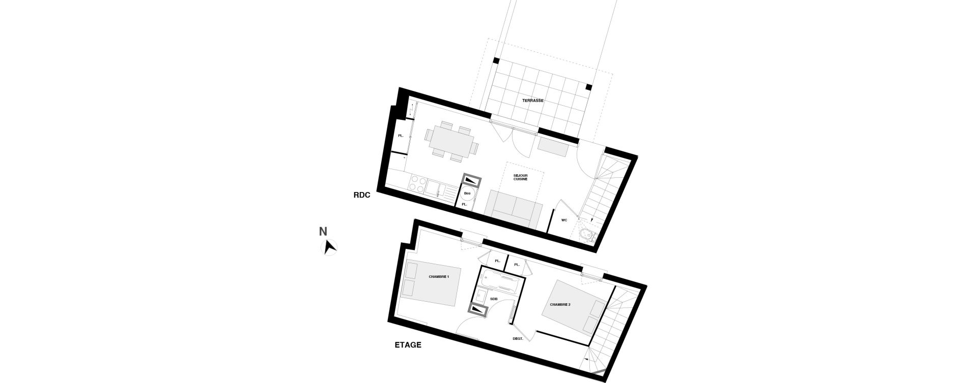 Duplex T3 de 46,72 m2 &agrave; Urrugne Centre