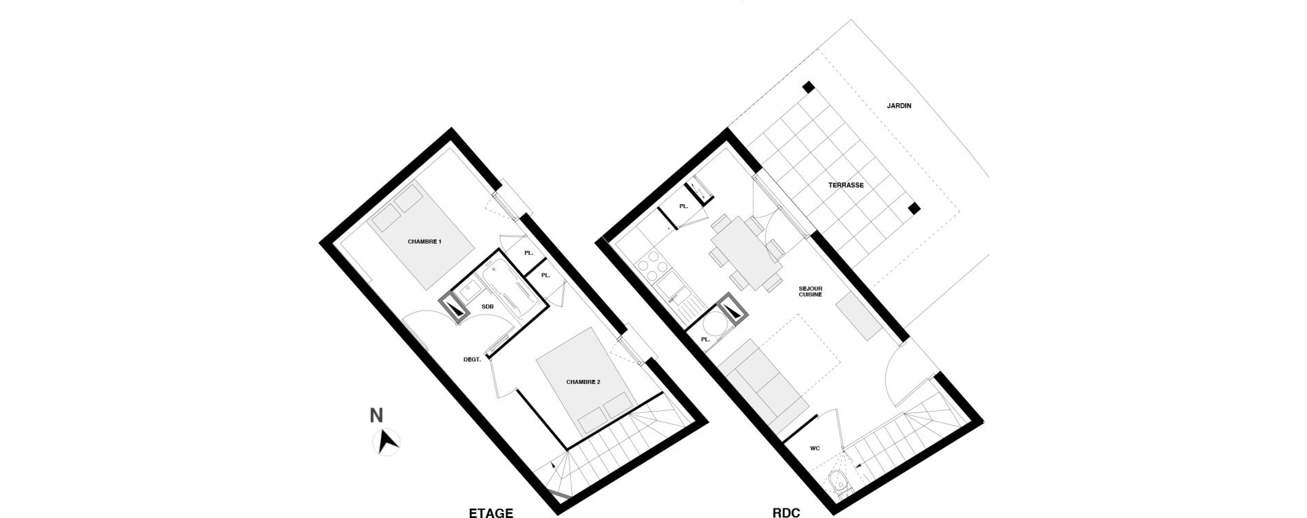 Duplex T3 de 43,49 m2 &agrave; Urrugne Centre