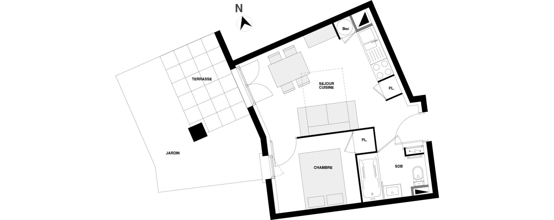 Appartement T2 de 27,72 m2 &agrave; Urrugne Centre