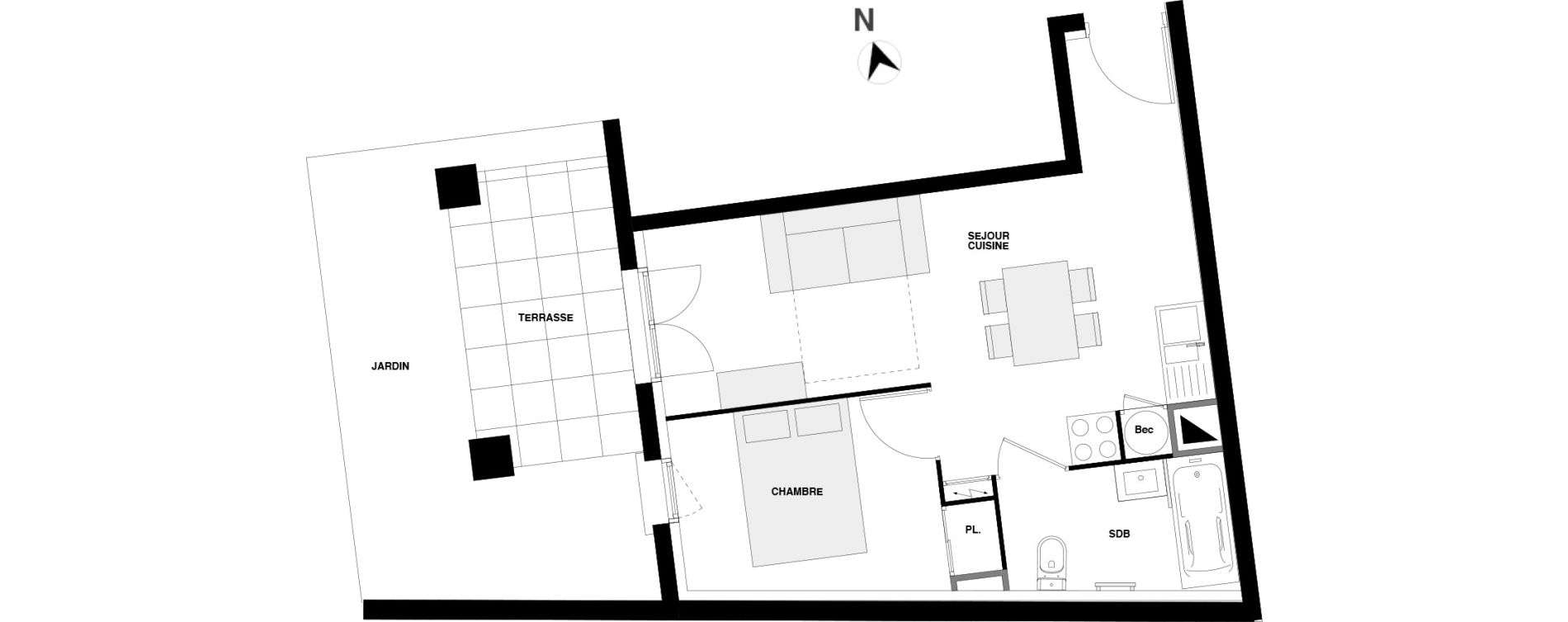 Appartement T2 de 33,29 m2 &agrave; Urrugne Centre