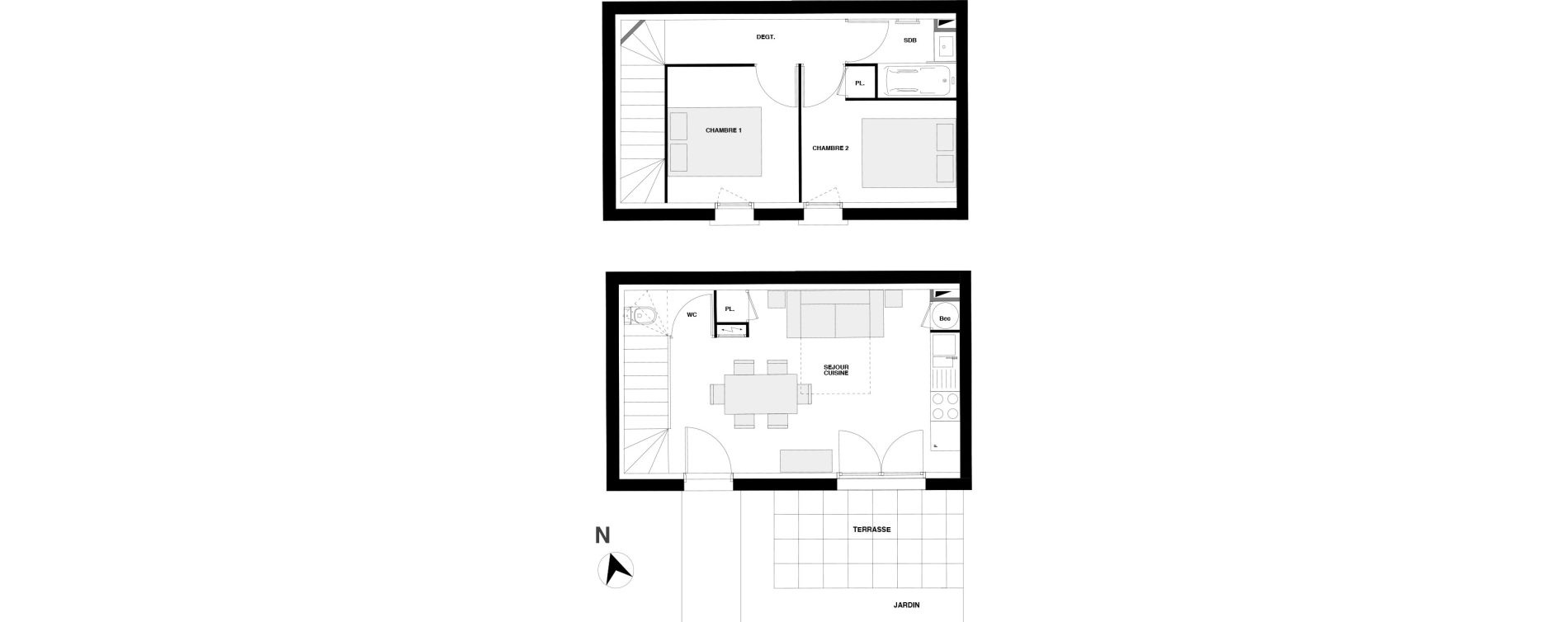 Duplex T3 de 43,39 m2 &agrave; Urrugne Centre