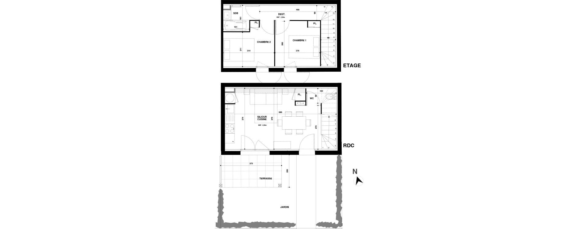 Duplex T3 de 44,60 m2 &agrave; Urrugne Centre