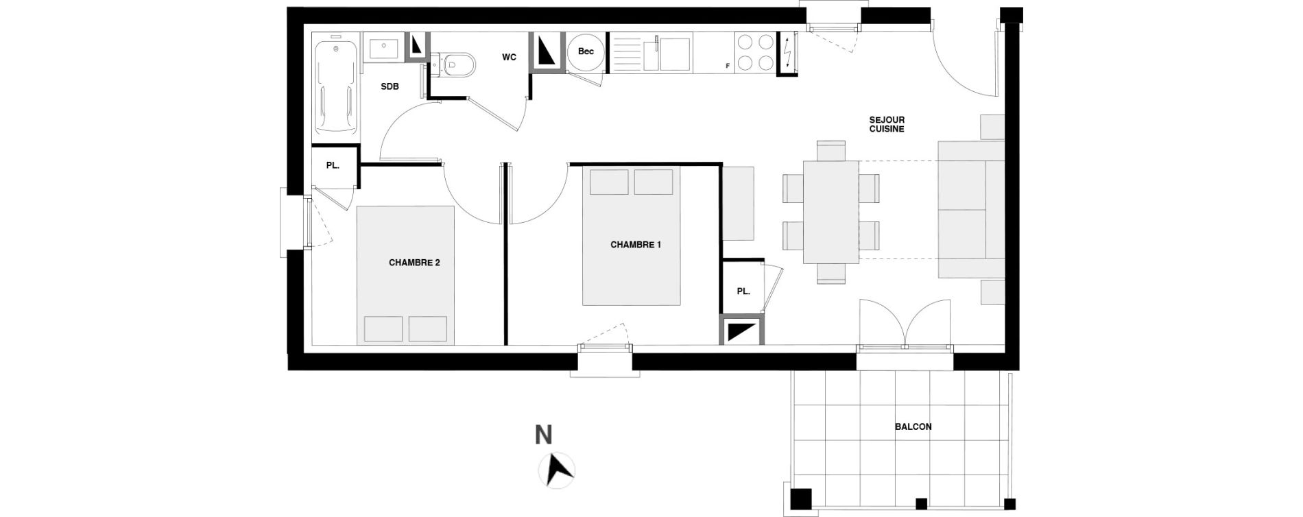 Appartement T3 de 43,04 m2 &agrave; Urrugne Centre