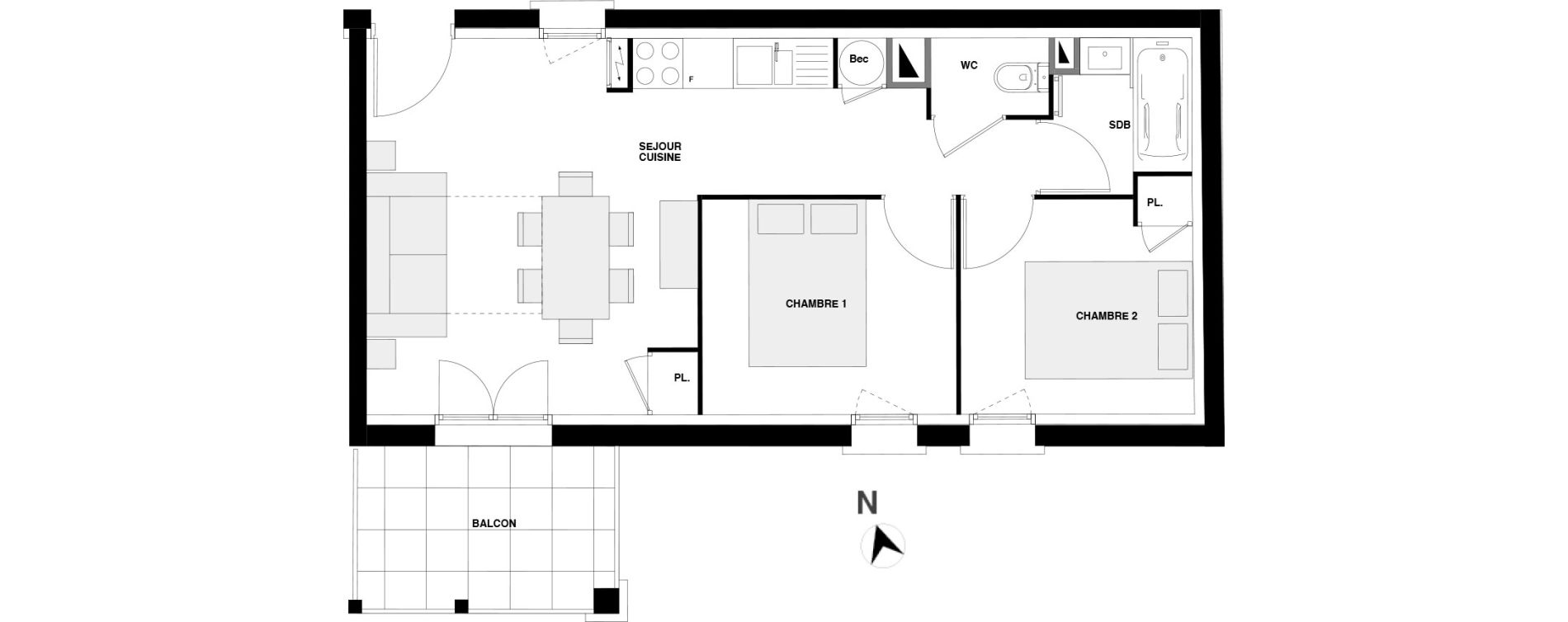 Appartement T3 de 42,85 m2 &agrave; Urrugne Centre