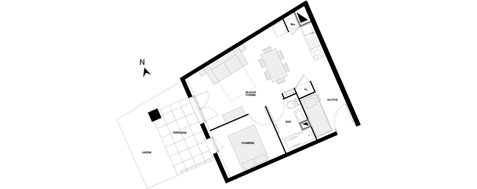 Appartement T2 de 36,69 m2 &agrave; Urrugne Centre