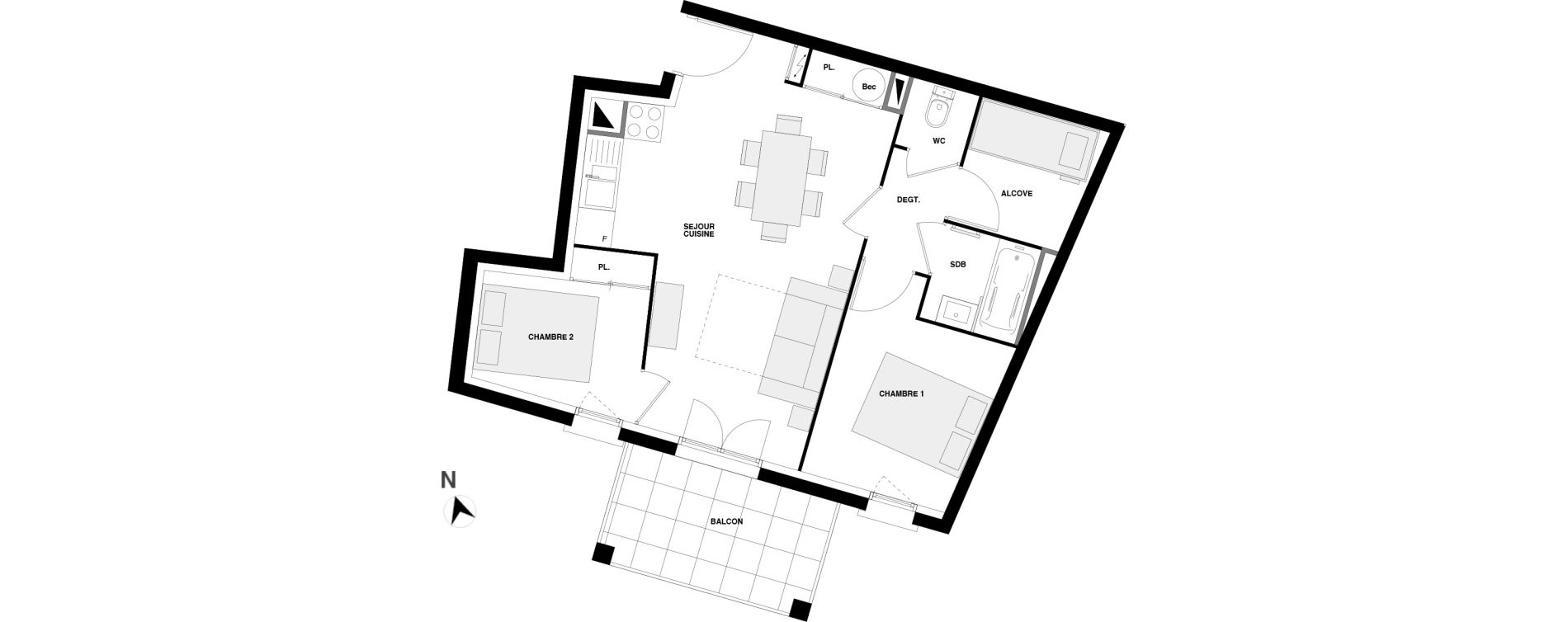 Appartement T3 de 48,54 m2 &agrave; Urrugne Centre