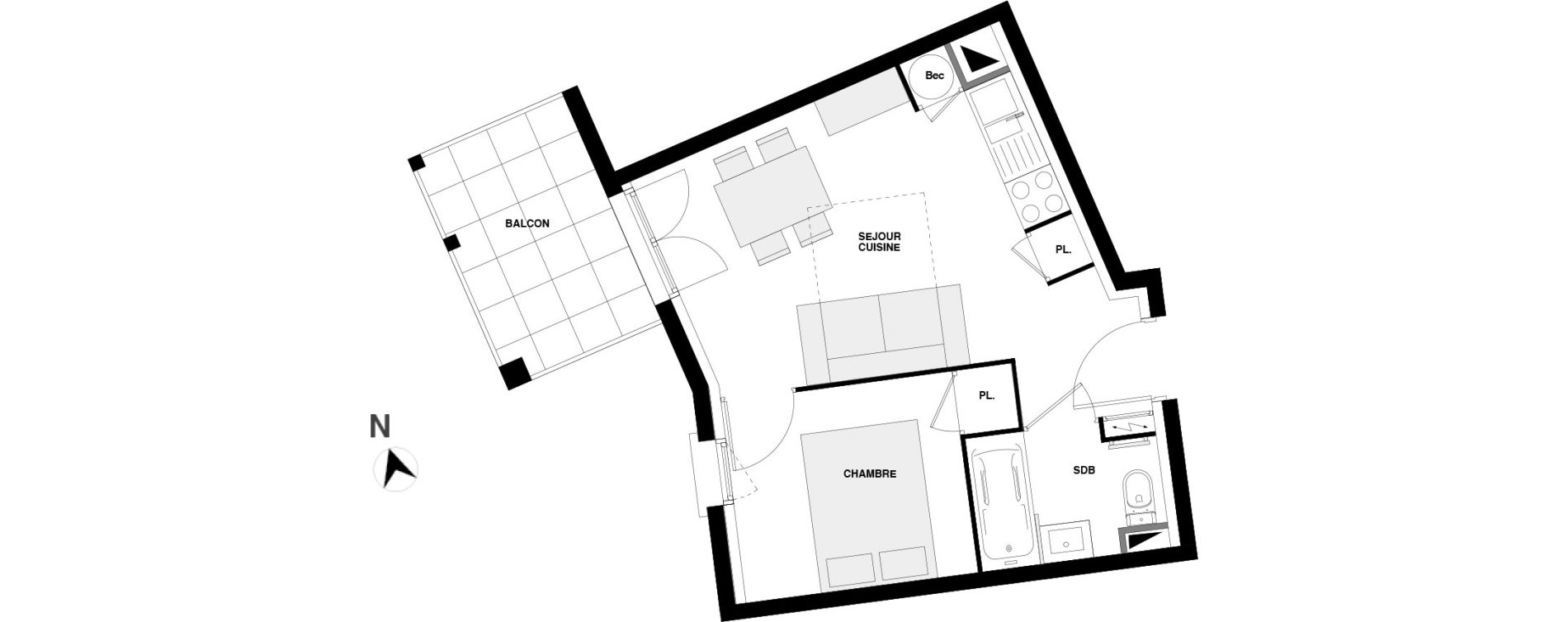 Appartement T2 de 27,72 m2 &agrave; Urrugne Centre