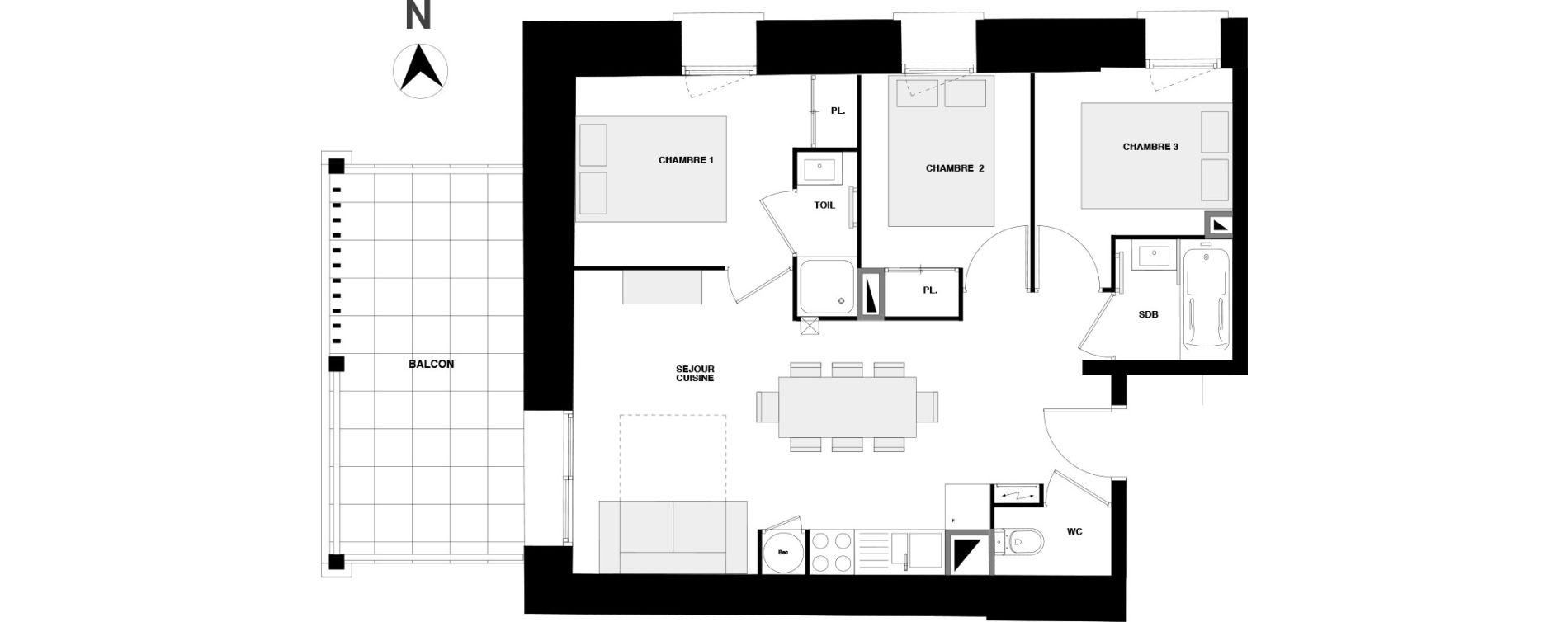 Appartement T4 de 51,43 m2 &agrave; Urrugne Centre