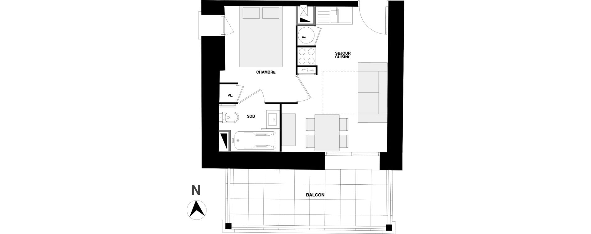 Appartement T2 de 24,62 m2 &agrave; Urrugne Centre