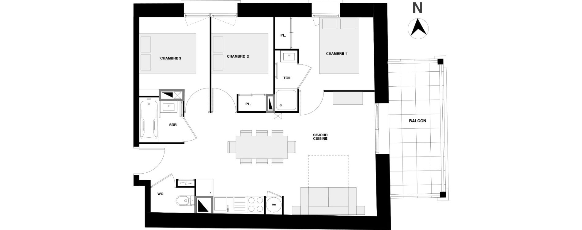 Appartement T4 de 55,06 m2 &agrave; Urrugne Centre
