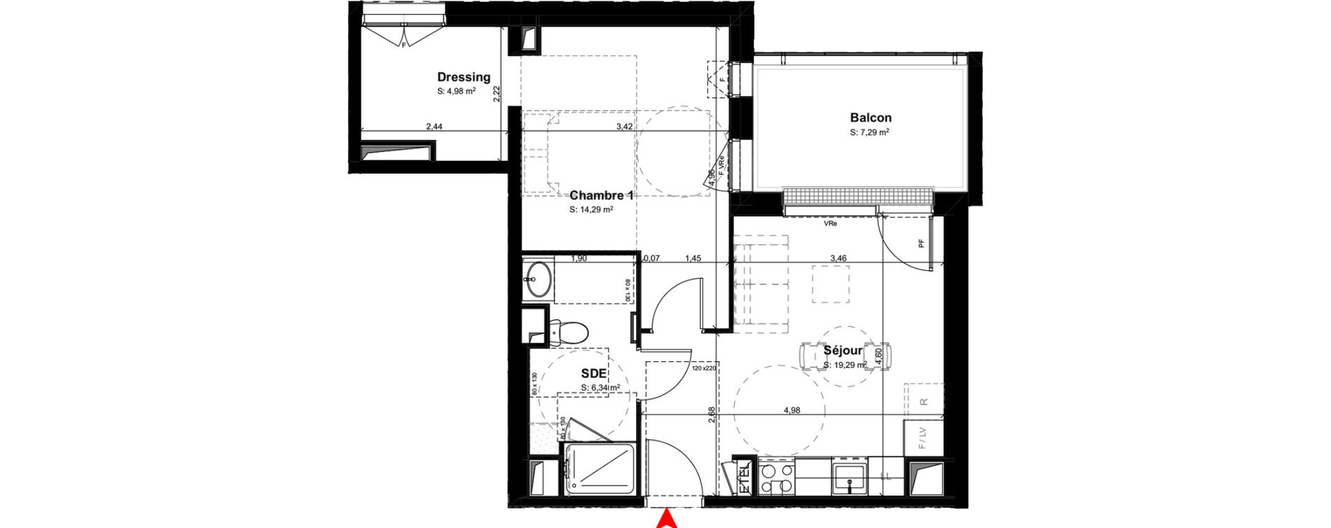 Appartement T2 meubl&eacute; de 44,90 m2 &agrave; Buxerolles Centre
