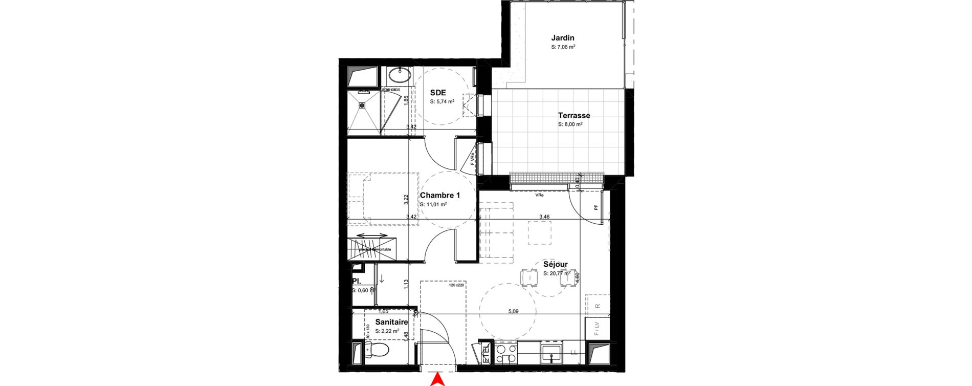 Appartement T2 meubl&eacute; de 40,34 m2 &agrave; Buxerolles Centre