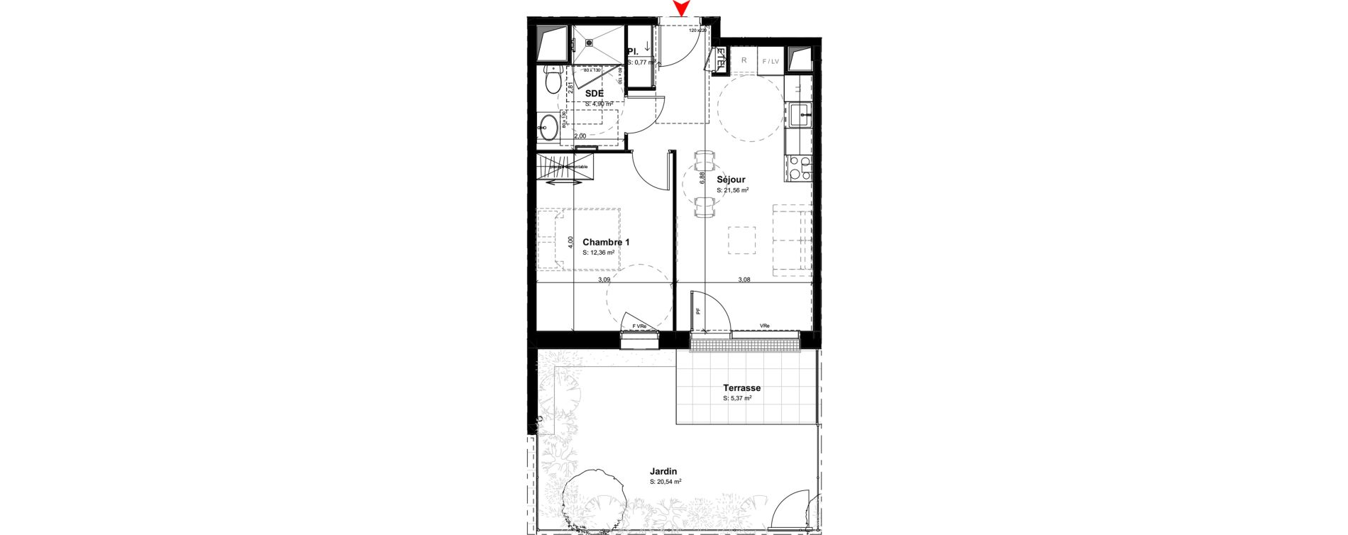 Appartement T2 meubl&eacute; de 39,59 m2 &agrave; Buxerolles Centre