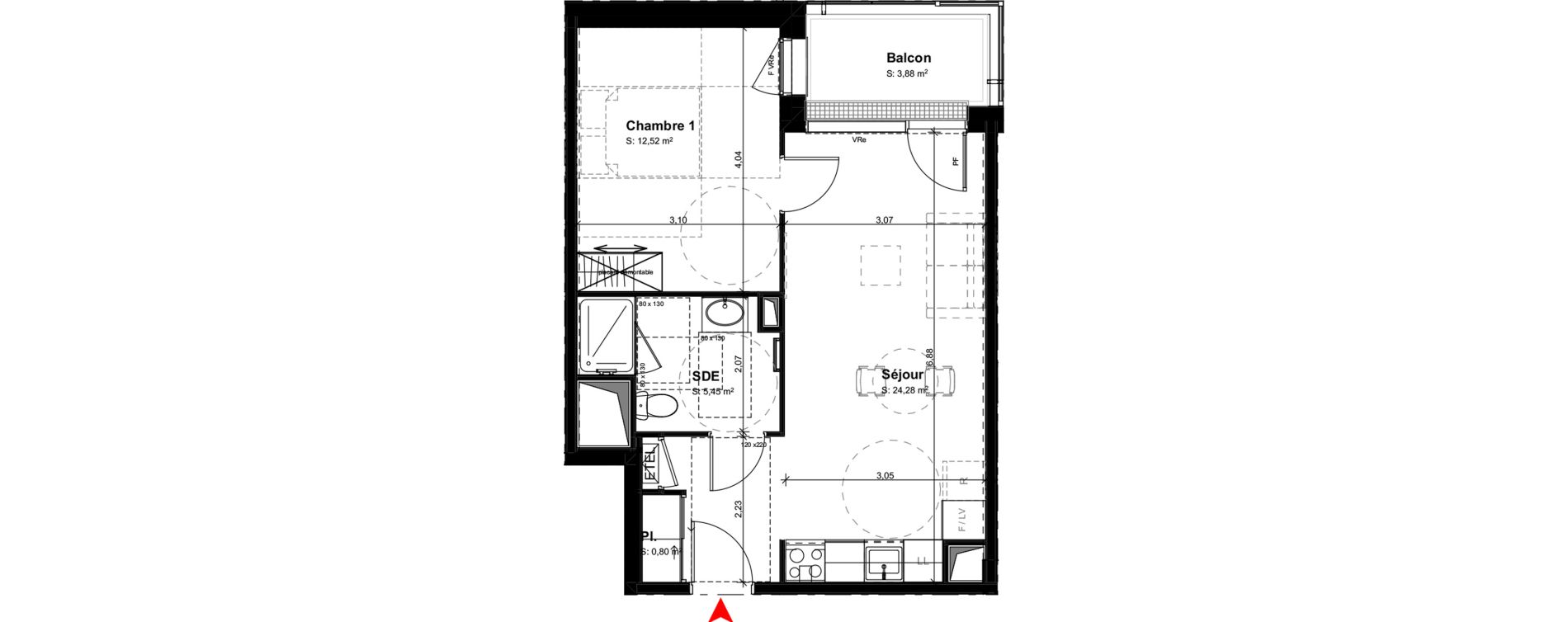 Appartement T2 meubl&eacute; de 43,05 m2 &agrave; Buxerolles Centre