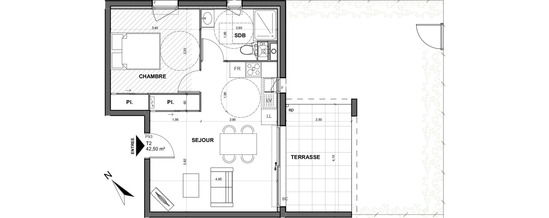 Appartement T2 de 42,50 m2 &agrave; Buxerolles Centre