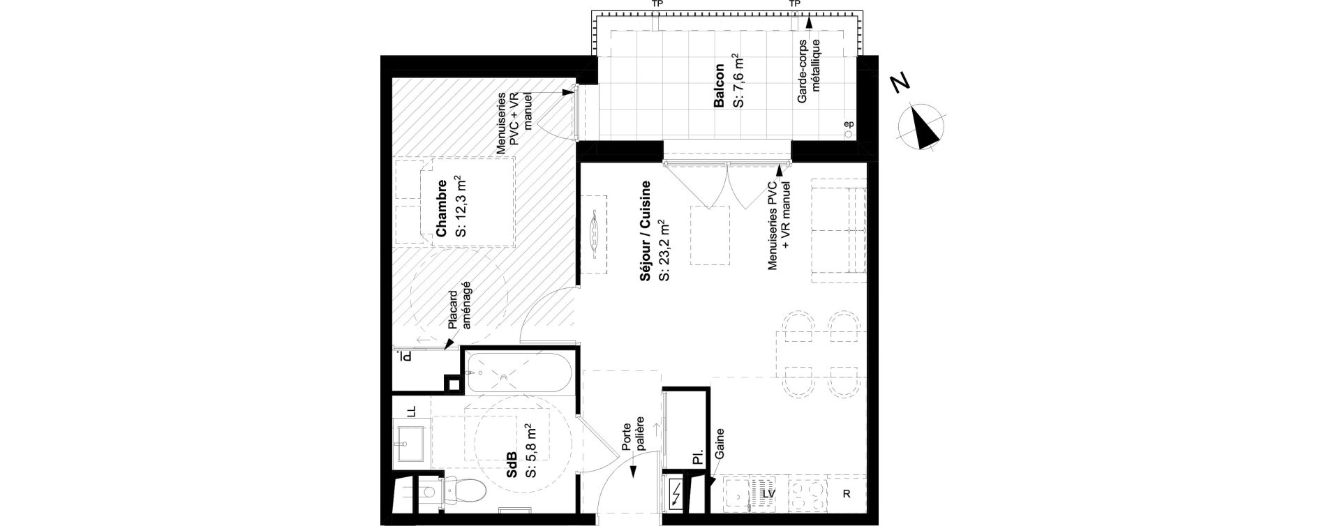 Appartement T2 de 41,30 m2 &agrave; Buxerolles Planty - amandiers