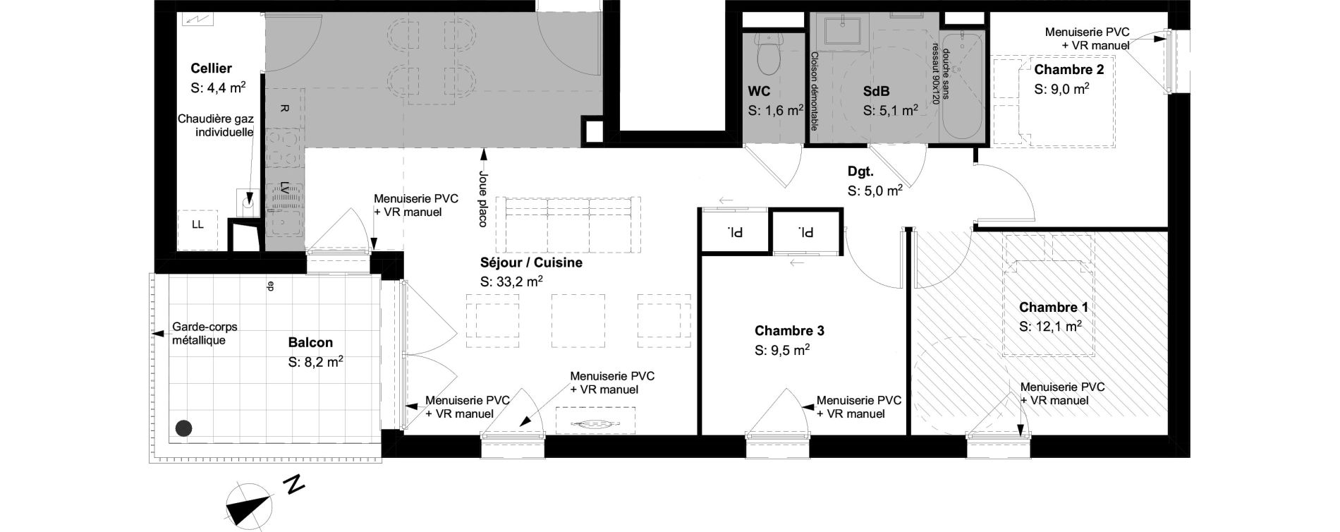 Appartement T4 de 79,90 m2 &agrave; Buxerolles Planty - amandiers