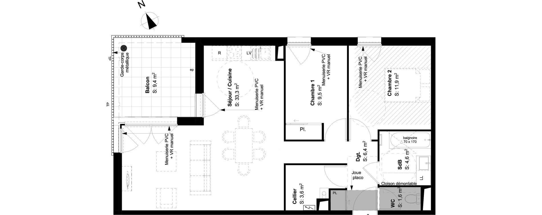 Appartement T3 de 70,90 m2 &agrave; Buxerolles Planty - amandiers