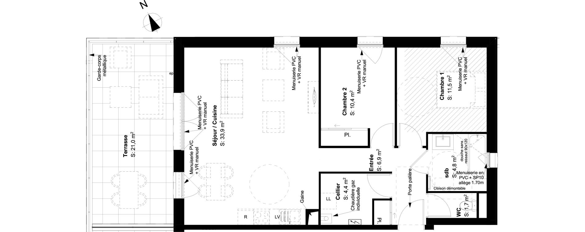 Appartement T3 de 73,60 m2 &agrave; Buxerolles Planty - amandiers