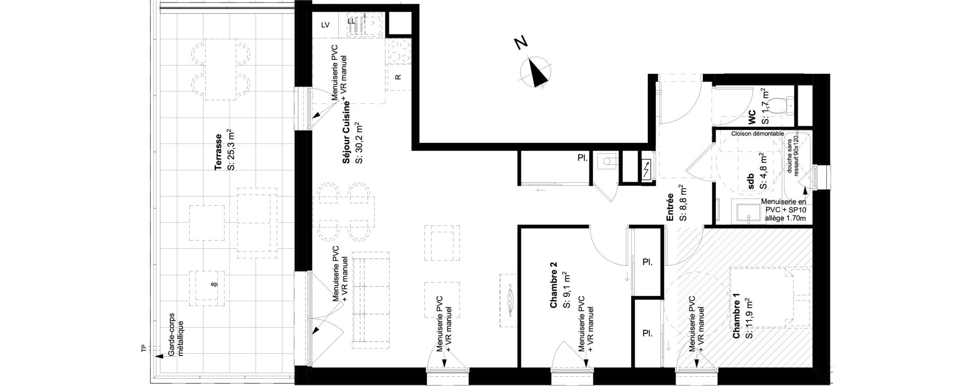 Appartement T3 de 66,50 m2 &agrave; Buxerolles Planty - amandiers