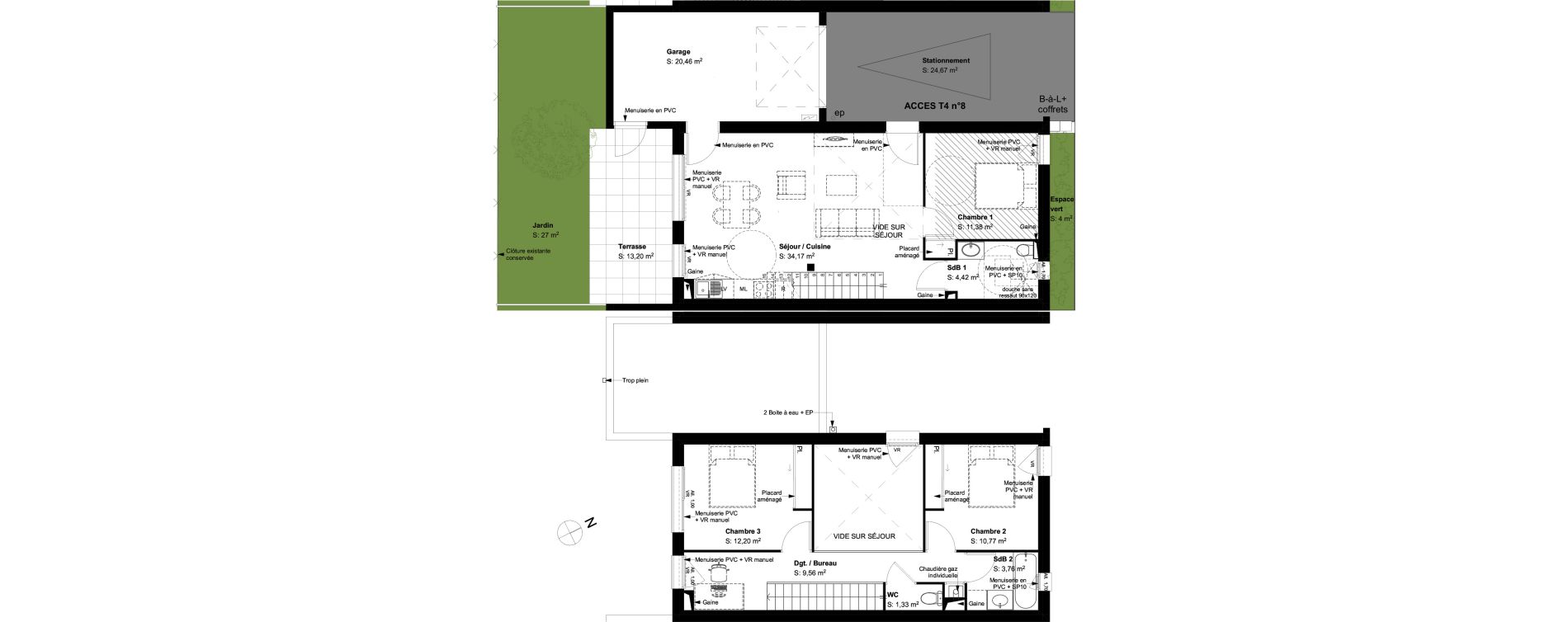 Maison T4 de 89,30 m2 &agrave; Buxerolles Planty - amandiers