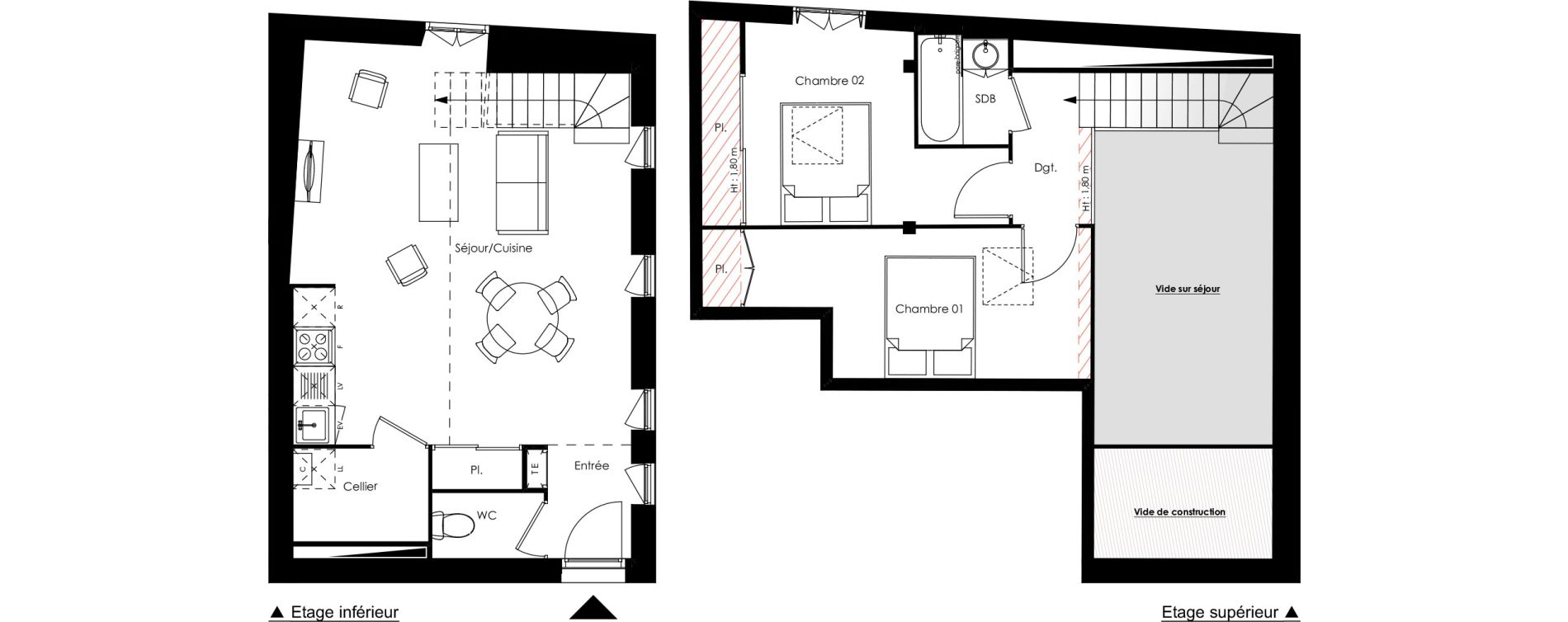Duplex T3 de 61,03 m2 &agrave; Ch&acirc;tellerault Centre