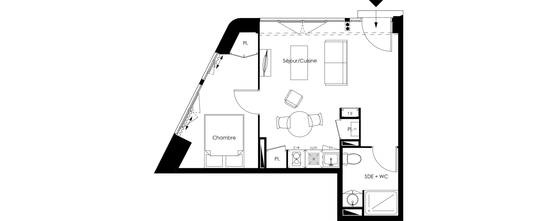 Appartement T2 de 37,18 m2 &agrave; Ch&acirc;tellerault Centre