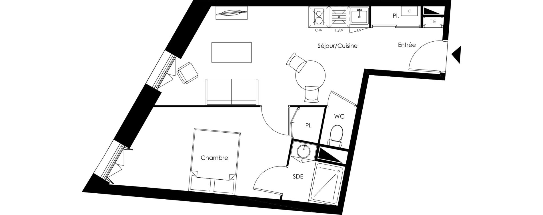 Appartement T2 de 37,45 m2 &agrave; Ch&acirc;tellerault Centre