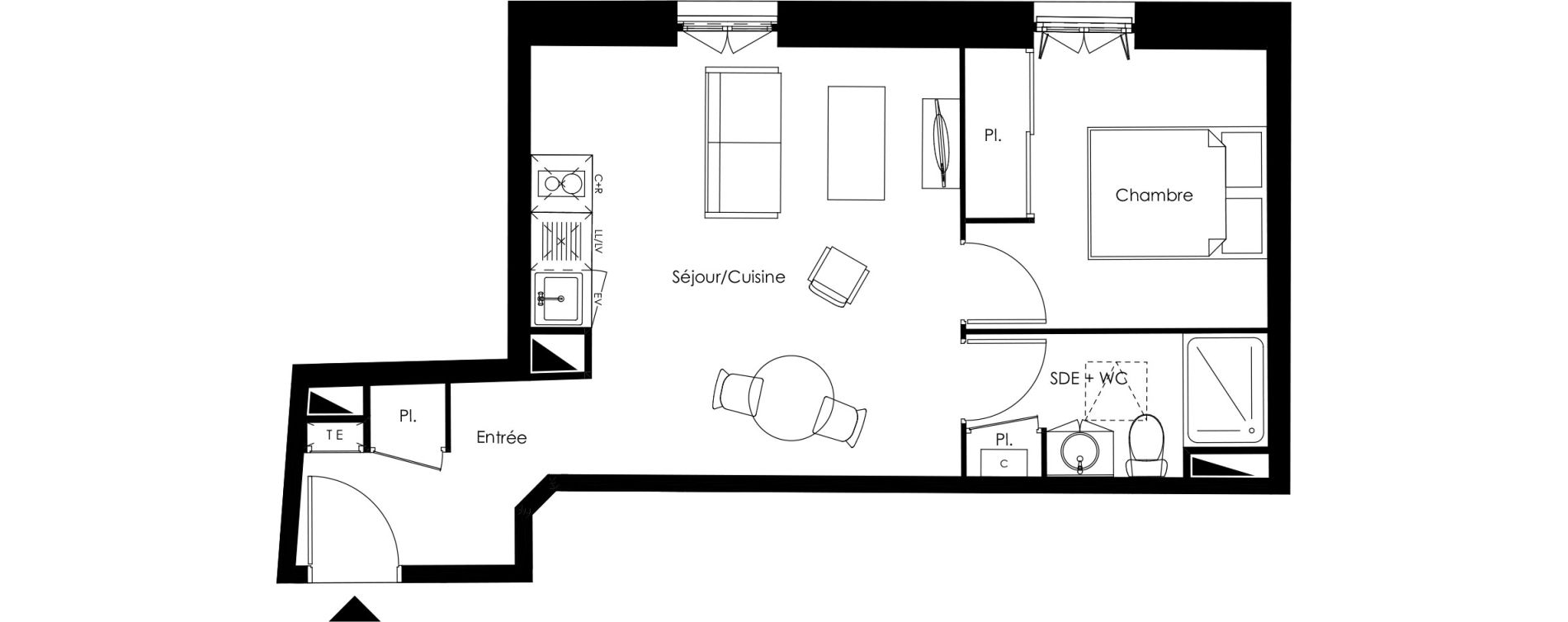 Appartement T2 de 38,46 m2 &agrave; Ch&acirc;tellerault Centre
