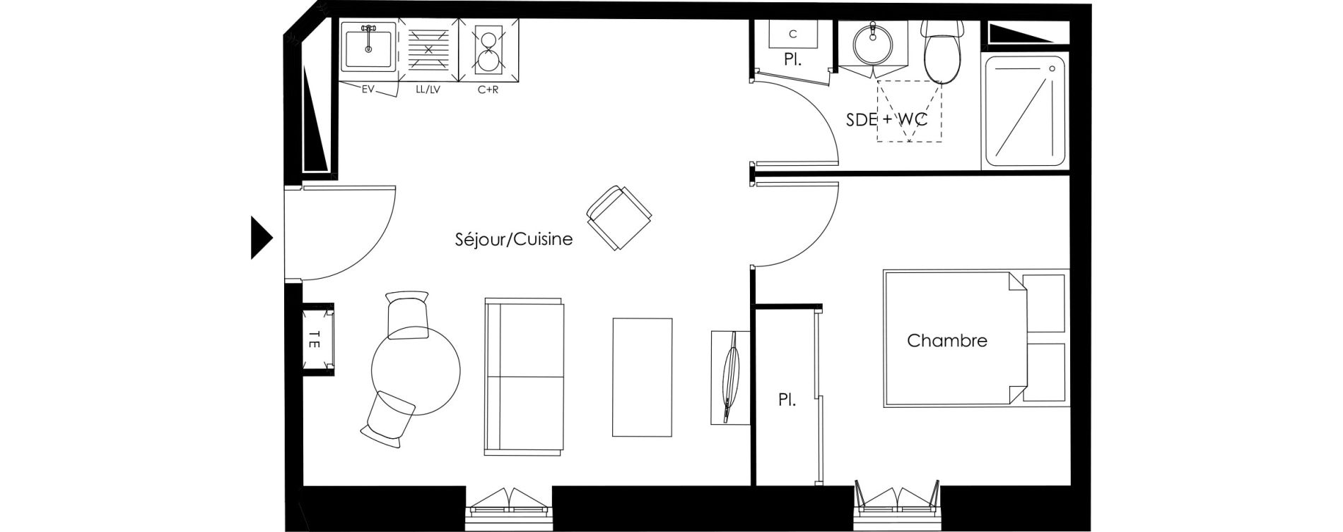 Appartement T2 de 35,46 m2 &agrave; Ch&acirc;tellerault Centre