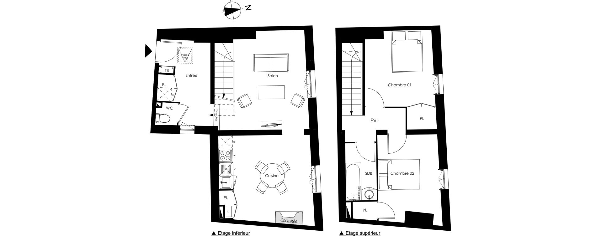 Duplex T3 de 70,98 m2 &agrave; Ch&acirc;tellerault Centre