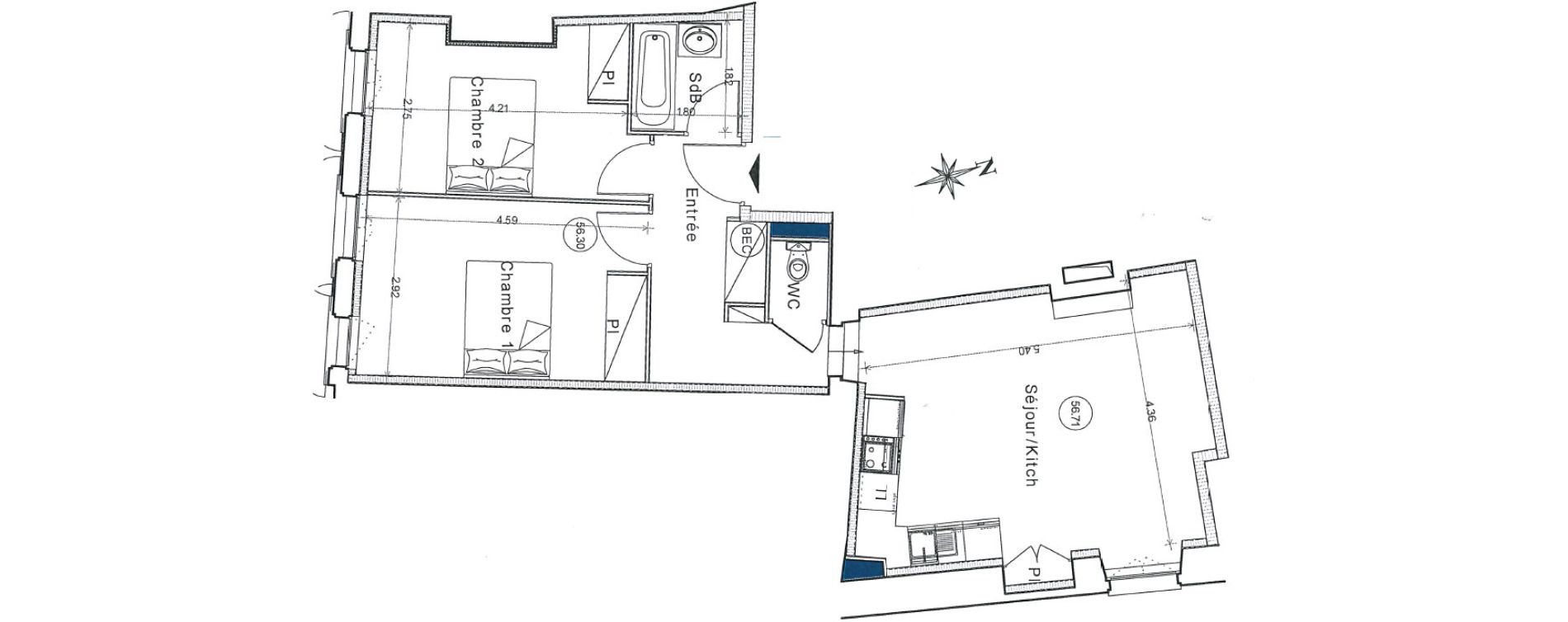 Appartement T3 de 59,50 m2 &agrave; Ch&acirc;tellerault Centre ville