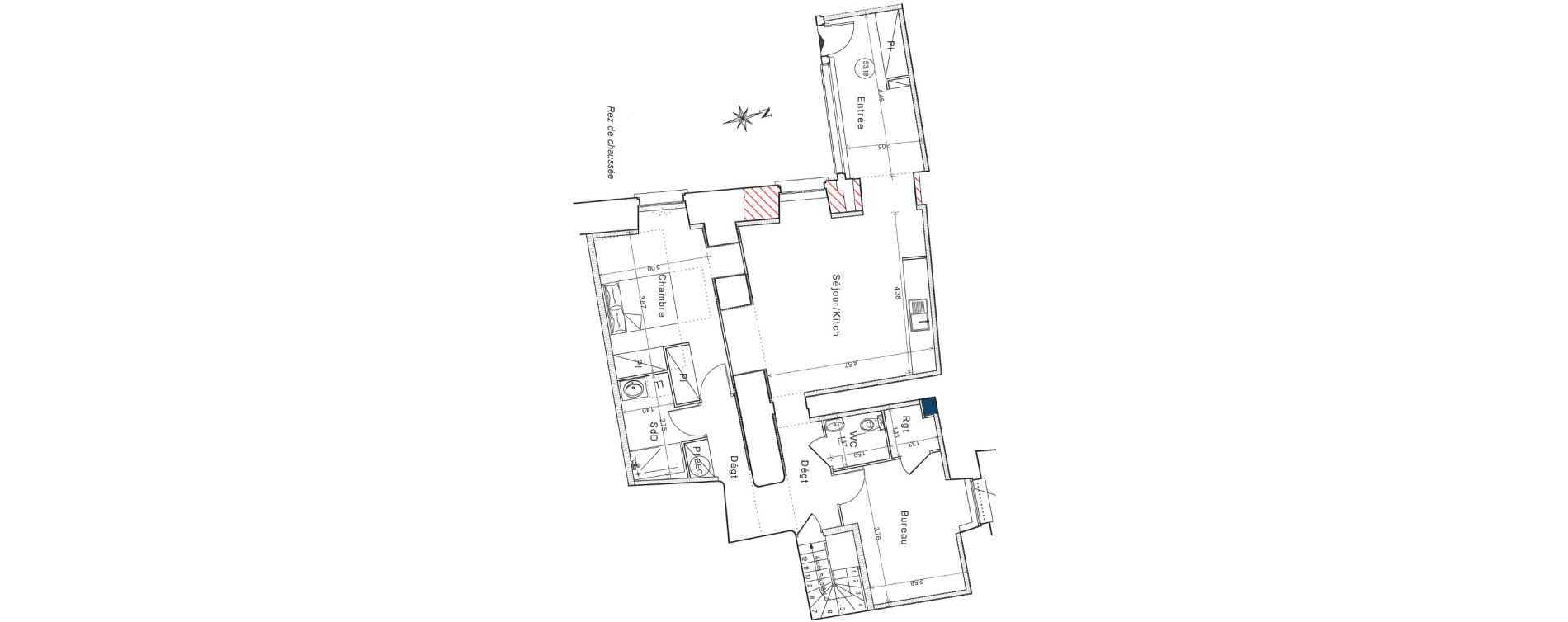 Appartement T3 de 73,70 m2 &agrave; Ch&acirc;tellerault Centre ville