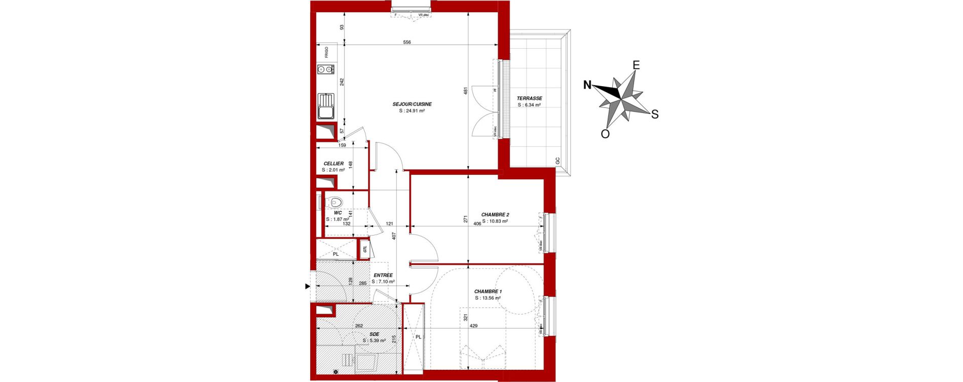 Appartement T3 de 65,68 m2 &agrave; Ch&acirc;tellerault Centre