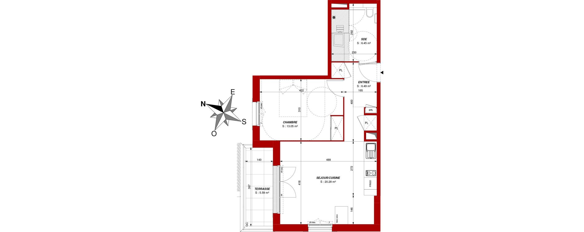 Appartement T2 de 46,27 m2 &agrave; Ch&acirc;tellerault Centre