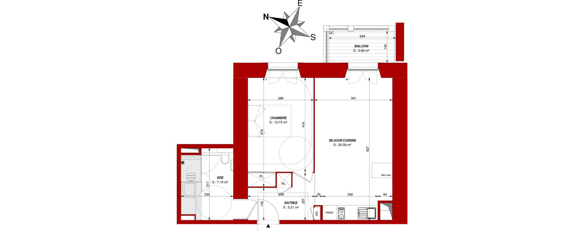 Appartement T2 de 45,63 m2 &agrave; Ch&acirc;tellerault Centre