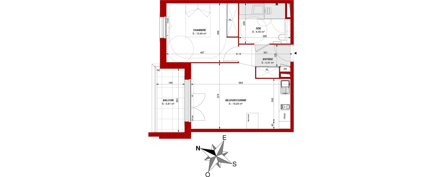 Appartement T2 de 43,73 m2 &agrave; Ch&acirc;tellerault Centre