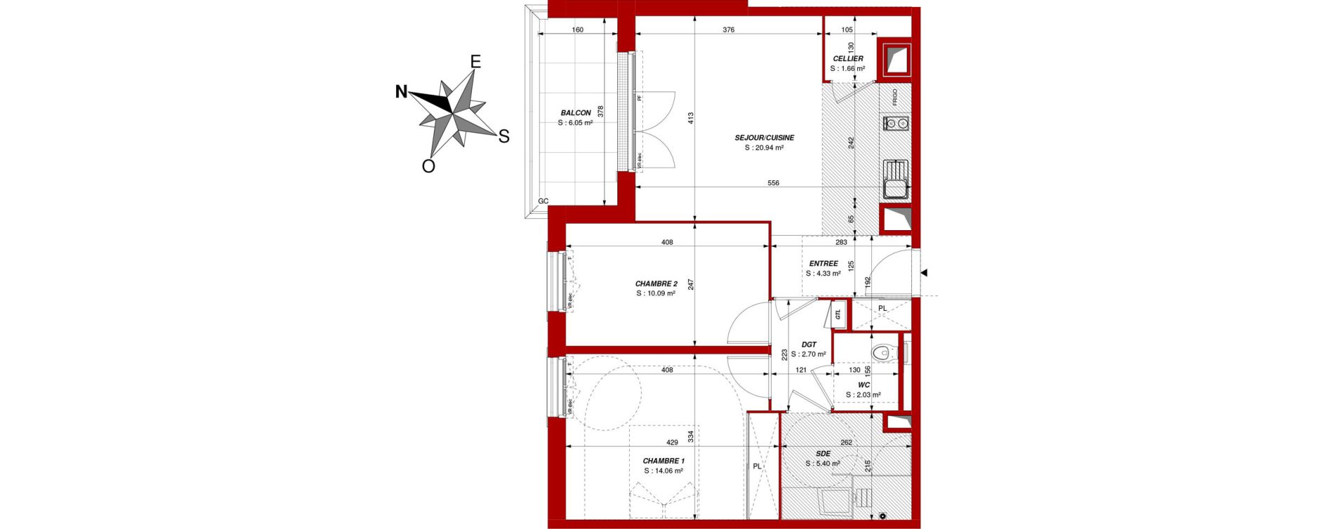 Appartement T3 de 61,21 m2 &agrave; Ch&acirc;tellerault Centre