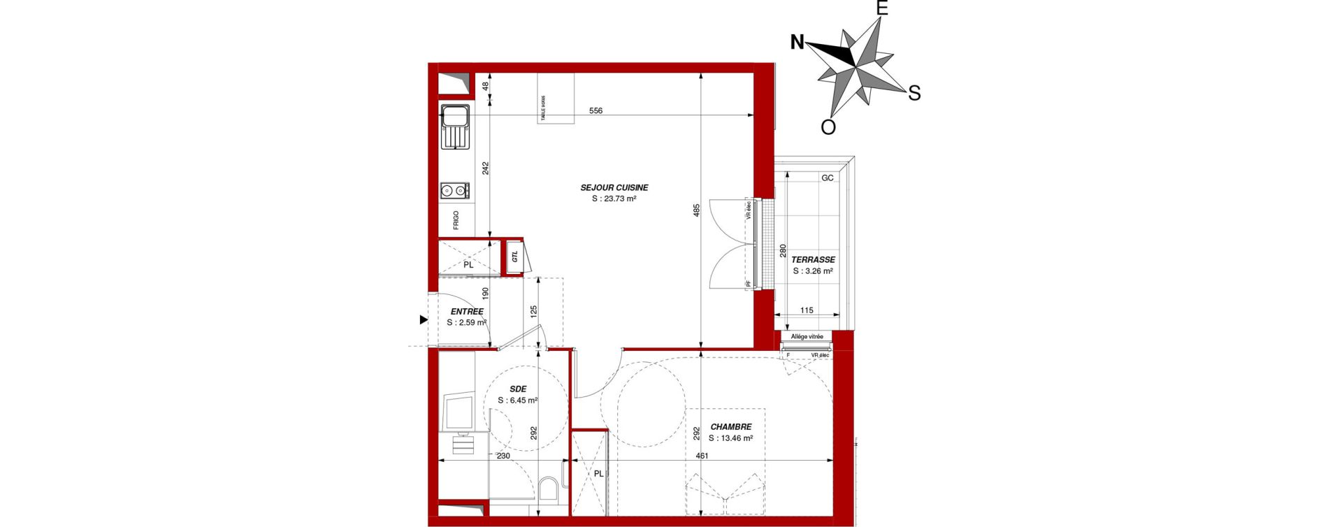Appartement T2 de 46,23 m2 &agrave; Ch&acirc;tellerault Centre