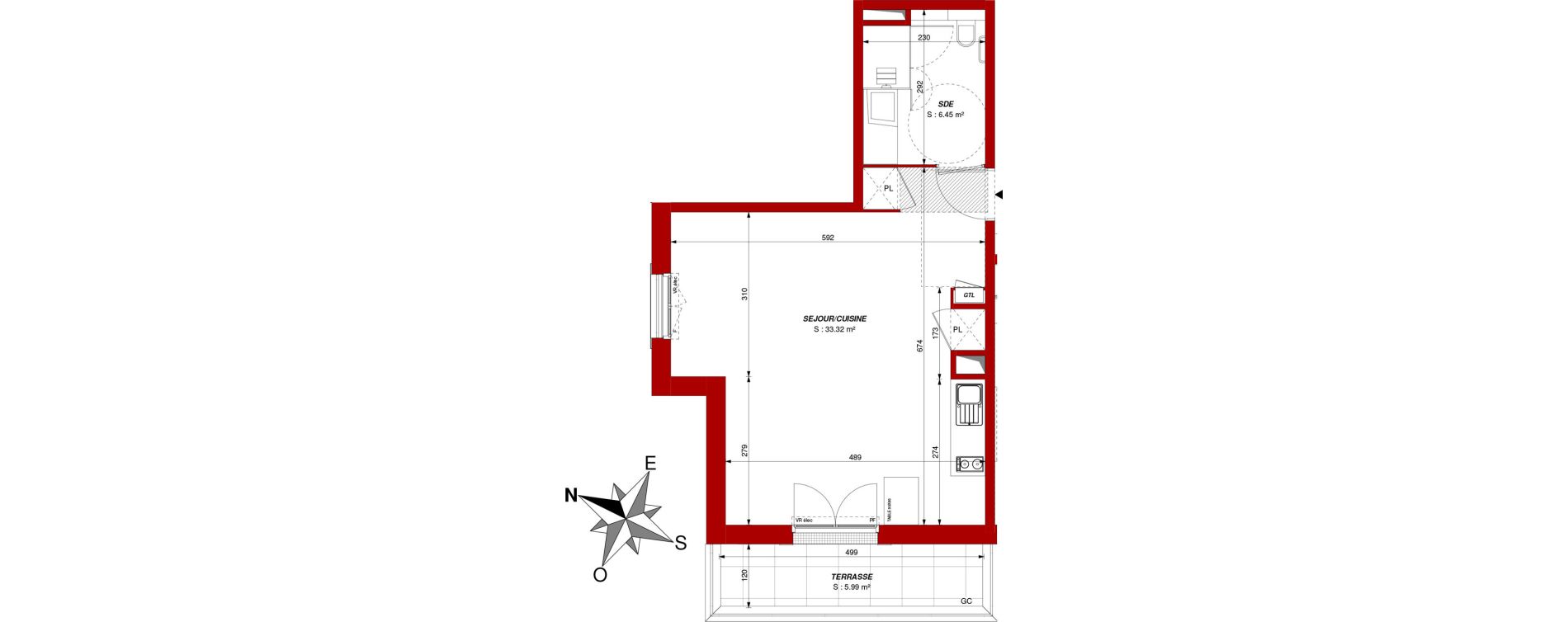 Appartement T1 de 39,77 m2 &agrave; Ch&acirc;tellerault Centre