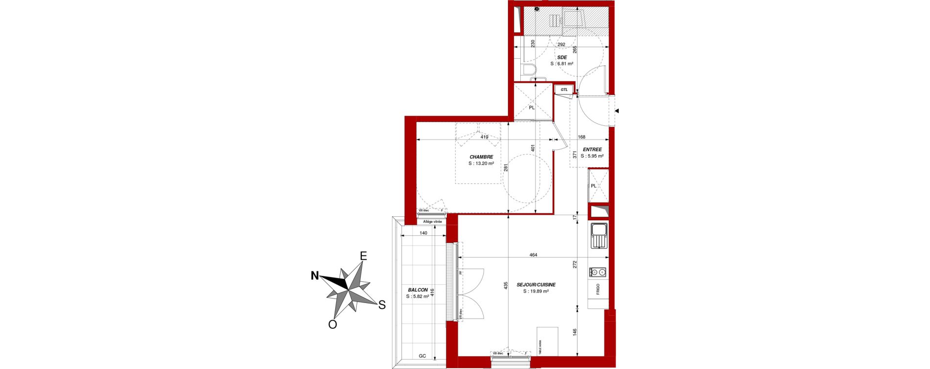 Appartement T2 de 45,85 m2 &agrave; Ch&acirc;tellerault Centre