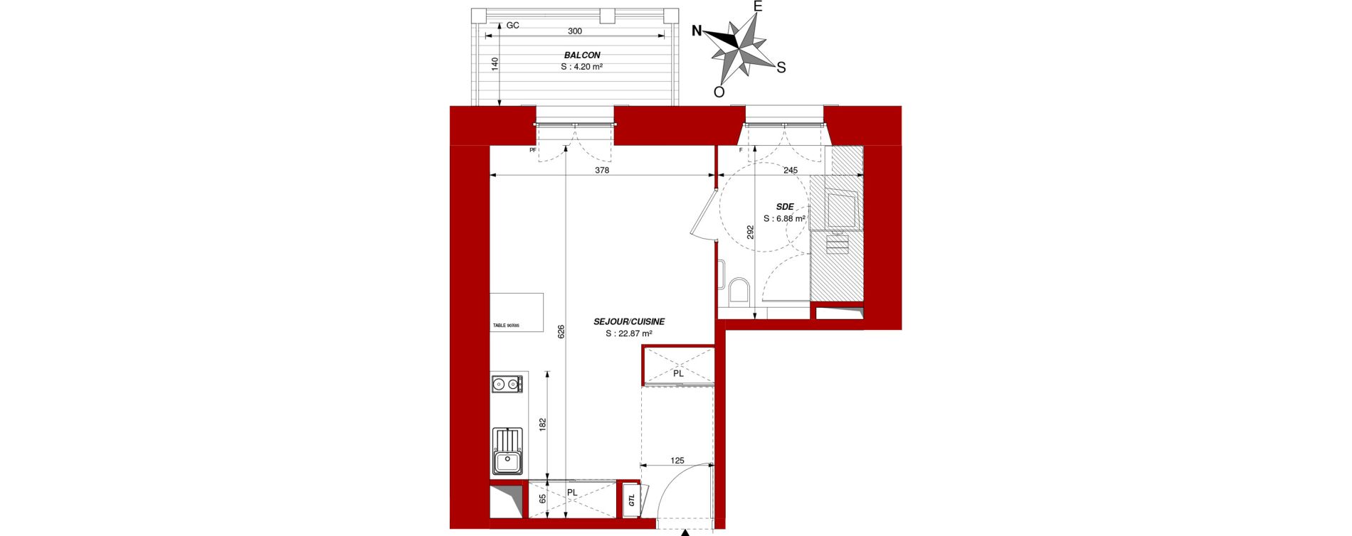 Appartement T1 de 29,76 m2 &agrave; Ch&acirc;tellerault Centre