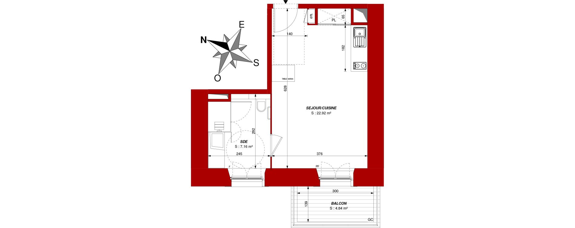 Appartement T1 de 30,00 m2 &agrave; Ch&acirc;tellerault Centre