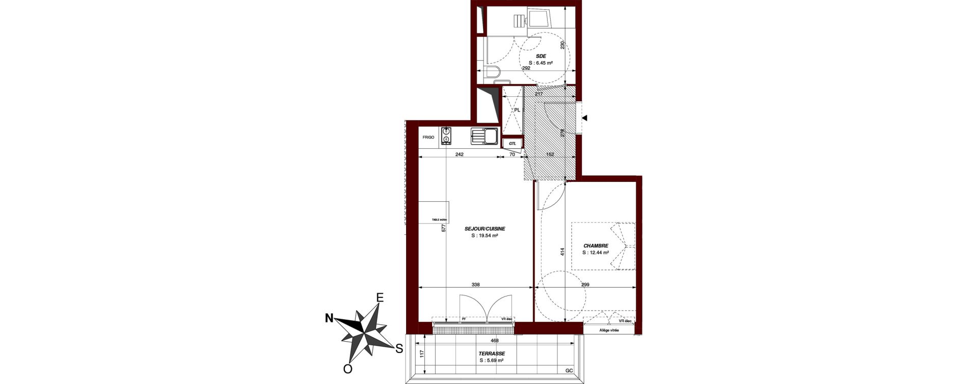 Appartement T2 de 43,44 m2 &agrave; Ch&acirc;tellerault Centre