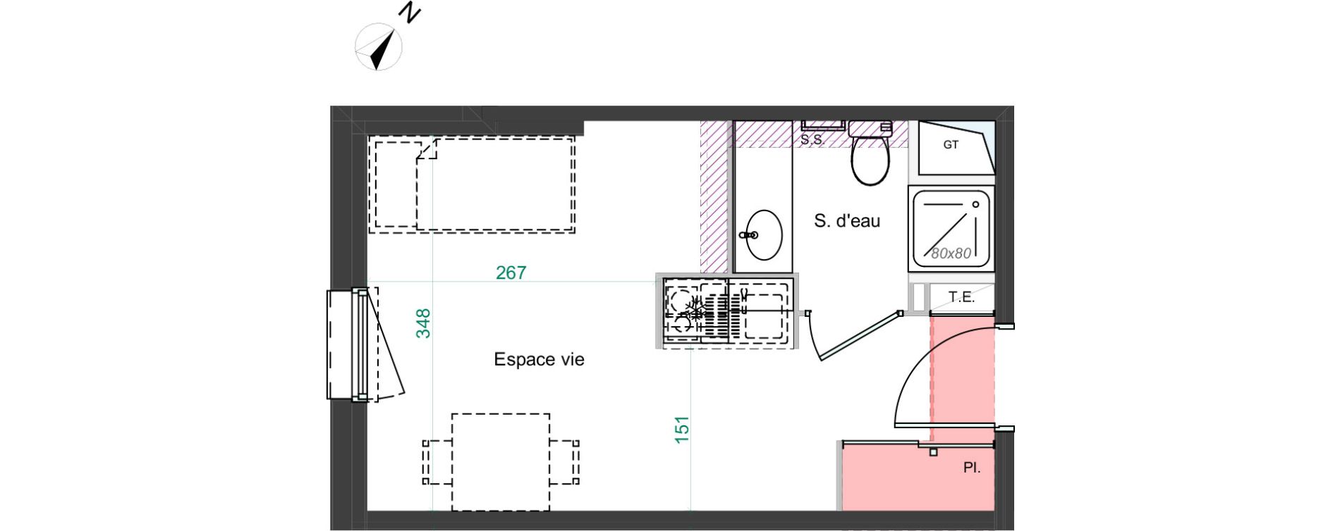 Appartement T1 de 19,56 m2 &agrave; Poitiers La gibauderie