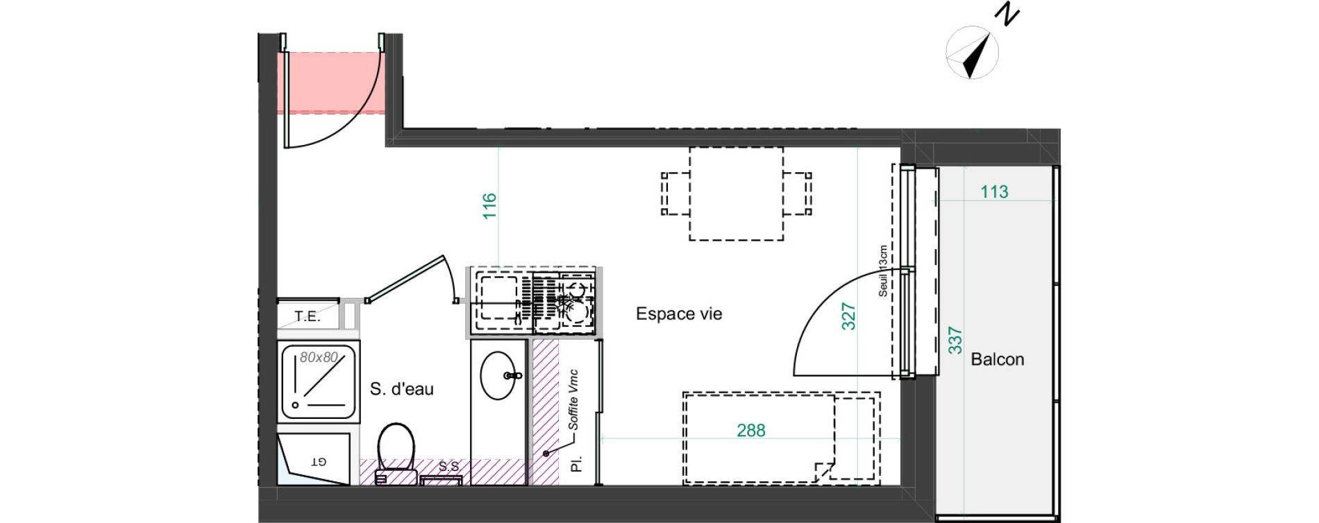Appartement T1 de 19,52 m2 &agrave; Poitiers La gibauderie