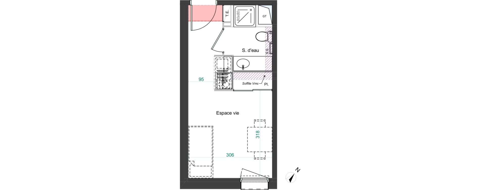 Appartement T1 de 18,23 m2 &agrave; Poitiers La gibauderie