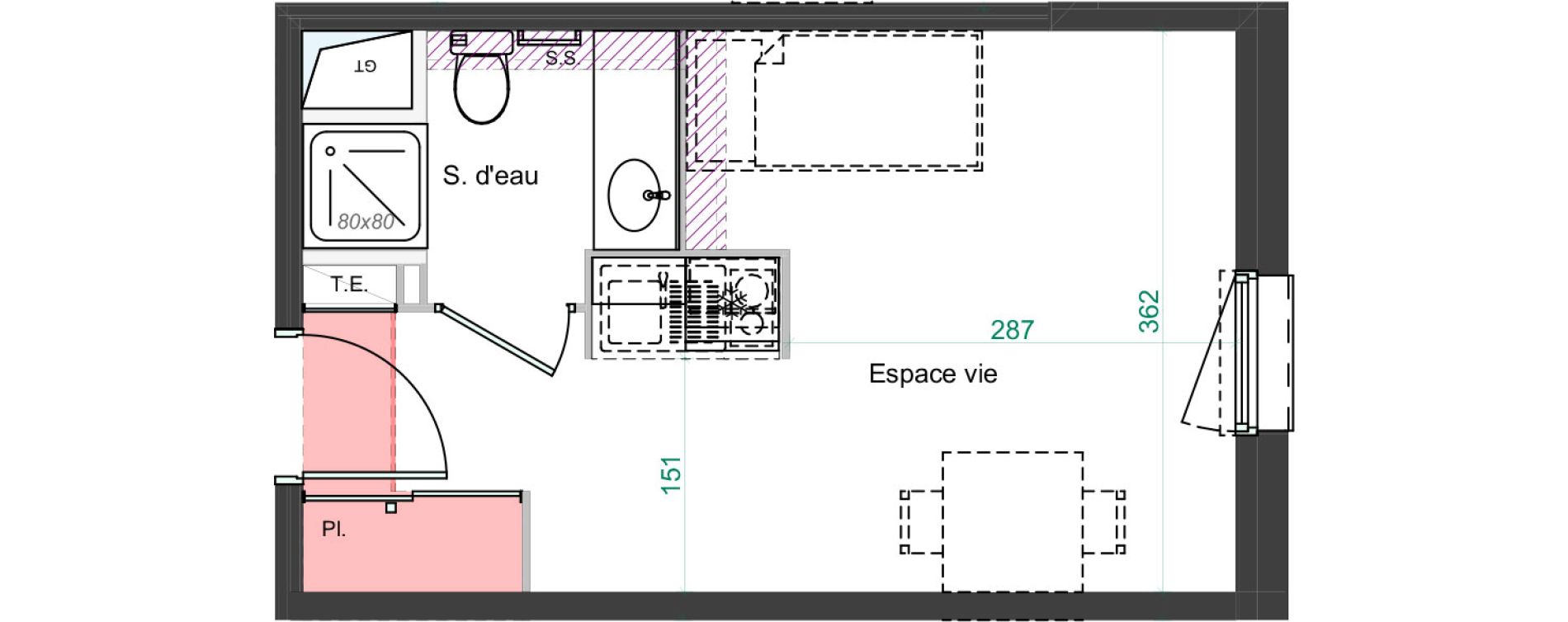 Appartement T1 de 20,56 m2 &agrave; Poitiers La gibauderie